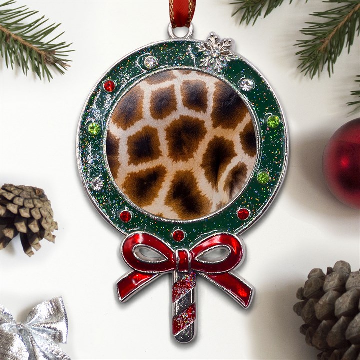 Giraffe Skin Design Metal X Mas Lollipop with Crystal Ornament