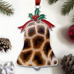 Giraffe Skin Design Metal Holly Leaf Bell Ornament by Excel