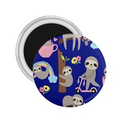 Hand-drawn-cute-sloth-pattern-background 2 25  Magnets by Simbadda