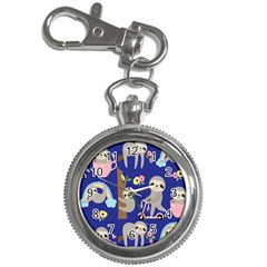 Hand-drawn-cute-sloth-pattern-background Key Chain Watches by Simbadda