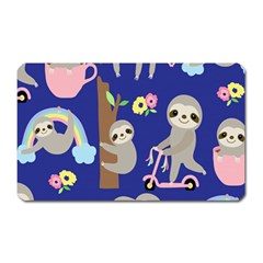 Hand-drawn-cute-sloth-pattern-background Magnet (rectangular) by Simbadda