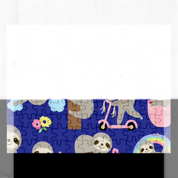 Hand-drawn-cute-sloth-pattern-background Rectangular Jigsaw Puzzl