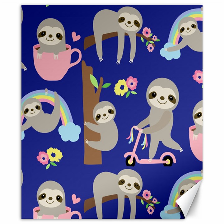 Hand-drawn-cute-sloth-pattern-background Canvas 20  x 24 