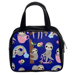 Hand-drawn-cute-sloth-pattern-background Classic Handbag (two Sides) by Simbadda