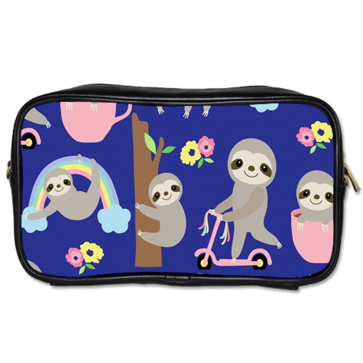 Hand-drawn-cute-sloth-pattern-background Toiletries Bag (One Side)