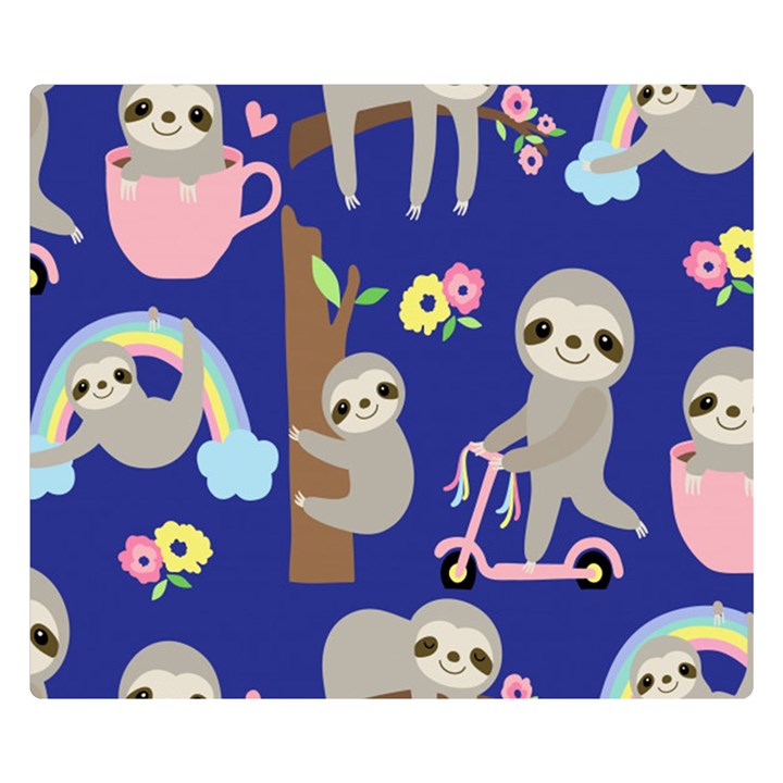 Hand-drawn-cute-sloth-pattern-background Premium Plush Fleece Blanket (Small)