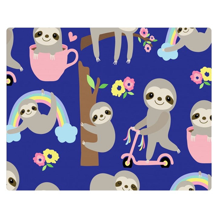 Hand-drawn-cute-sloth-pattern-background Premium Plush Fleece Blanket (Medium)