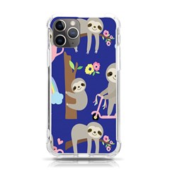 Hand-drawn-cute-sloth-pattern-background Iphone 11 Pro 5 8 Inch Tpu Uv Print Case by Simbadda