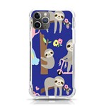 Hand-drawn-cute-sloth-pattern-background iPhone 11 Pro 5.8 Inch TPU UV Print Case Front