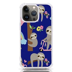 Hand-drawn-cute-sloth-pattern-background Iphone 13 Pro Tpu Uv Print Case by Simbadda