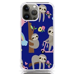 Hand-drawn-cute-sloth-pattern-background Iphone 13 Pro Max Tpu Uv Print Case by Simbadda