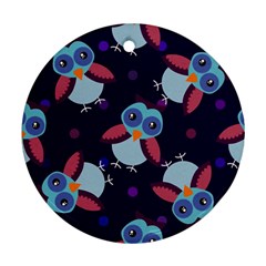 Owl-pattern-background Round Ornament (two Sides)