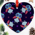 Owl-pattern-background Heart Ornament (Two Sides) Front