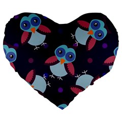 Owl-pattern-background Large 19  Premium Heart Shape Cushions by Simbadda