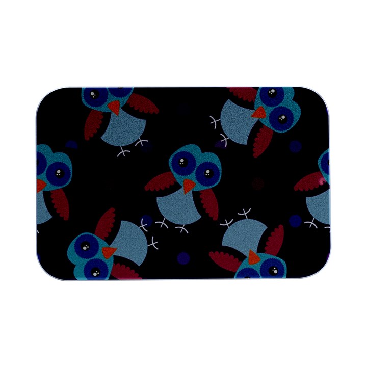 Owl-pattern-background Open Lid Metal Box (Silver)  