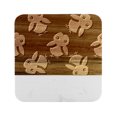 Owl-pattern-background Marble Wood Coaster (square) by Simbadda