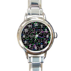 Math-linear-mathematics-education-circle-background Round Italian Charm Watch