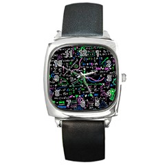 Math-linear-mathematics-education-circle-background Square Metal Watch