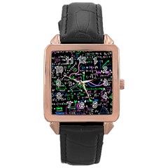 Math-linear-mathematics-education-circle-background Rose Gold Leather Watch 