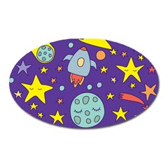 Card-with-lovely-planets Oval Magnet by Simbadda