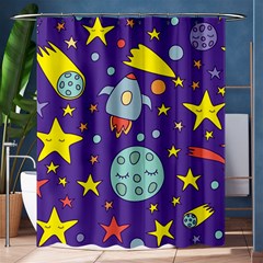 Card-with-lovely-planets Shower Curtain 60  X 72  (medium)  by Simbadda