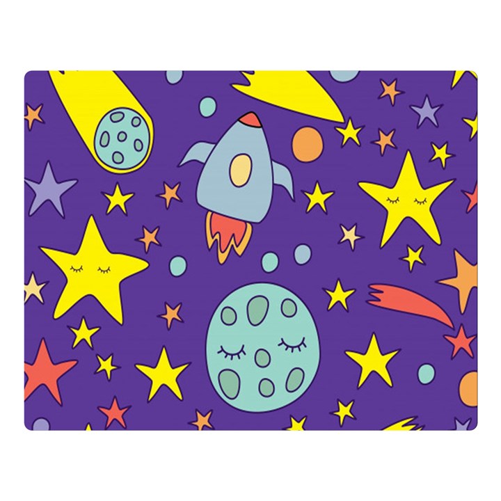 Card-with-lovely-planets Two Sides Premium Plush Fleece Blanket (Large)