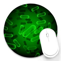 Green-rod-shaped-bacteria Round Mousepad by Simbadda