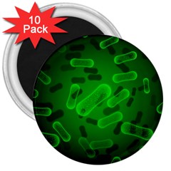 Green-rod-shaped-bacteria 3  Magnets (10 Pack)  by Simbadda