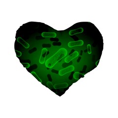 Green-rod-shaped-bacteria Standard 16  Premium Flano Heart Shape Cushions by Simbadda