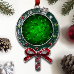 Green-rod-shaped-bacteria Metal X mas Lollipop With Crystal Ornament by Simbadda