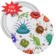 Dangerous-streptococcus-lactobacillus-staphylococcus-others-microbes-cartoon-style-vector-seamless-p 3  Buttons (100 Pack)  by Simbadda