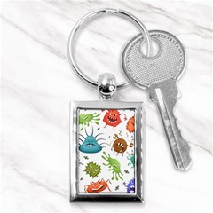 Dangerous-streptococcus-lactobacillus-staphylococcus-others-microbes-cartoon-style-vector-seamless-p Key Chain (rectangle) by Simbadda