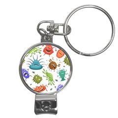 Dangerous-streptococcus-lactobacillus-staphylococcus-others-microbes-cartoon-style-vector-seamless-p Nail Clippers Key Chain by Simbadda