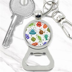 Dangerous-streptococcus-lactobacillus-staphylococcus-others-microbes-cartoon-style-vector-seamless-p Bottle Opener Key Chain by Simbadda