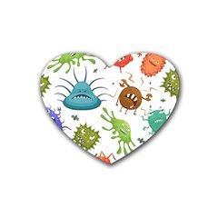 Dangerous-streptococcus-lactobacillus-staphylococcus-others-microbes-cartoon-style-vector-seamless-p Rubber Coaster (heart) by Simbadda