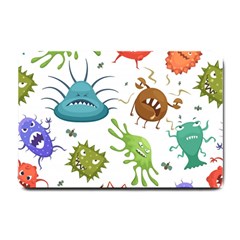 Dangerous-streptococcus-lactobacillus-staphylococcus-others-microbes-cartoon-style-vector-seamless-p Small Doormat by Simbadda