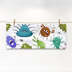 Dangerous-streptococcus-lactobacillus-staphylococcus-others-microbes-cartoon-style-vector-seamless-p Hand Towel by Simbadda