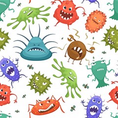 Dangerous-streptococcus-lactobacillus-staphylococcus-others-microbes-cartoon-style-vector-seamless-p Play Mat (rectangle) by Simbadda