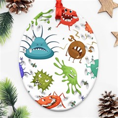 Dangerous-streptococcus-lactobacillus-staphylococcus-others-microbes-cartoon-style-vector-seamless-p Oval Filigree Ornament (two Sides) by Simbadda