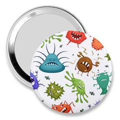 Dangerous-streptococcus-lactobacillus-staphylococcus-others-microbes-cartoon-style-vector-seamless-p 3  Handbag Mirrors by Simbadda