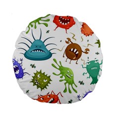 Dangerous-streptococcus-lactobacillus-staphylococcus-others-microbes-cartoon-style-vector-seamless-p Standard 15  Premium Round Cushions by Simbadda