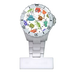 Dangerous-streptococcus-lactobacillus-staphylococcus-others-microbes-cartoon-style-vector-seamless-p Plastic Nurses Watch by Simbadda