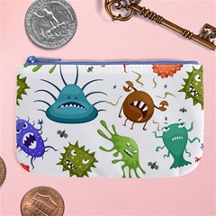 Dangerous-streptococcus-lactobacillus-staphylococcus-others-microbes-cartoon-style-vector-seamless-p Large Coin Purse by Simbadda