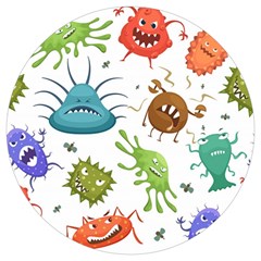 Dangerous-streptococcus-lactobacillus-staphylococcus-others-microbes-cartoon-style-vector-seamless-p Round Trivet by Simbadda