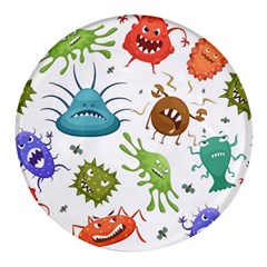 Dangerous-streptococcus-lactobacillus-staphylococcus-others-microbes-cartoon-style-vector-seamless-p Round Glass Fridge Magnet (4 Pack) by Simbadda