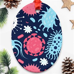 Seamless-pattern-microbes-virus-vector-illustration Ornament (oval) by Simbadda