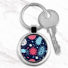 Seamless-pattern-microbes-virus-vector-illustration Key Chain (round) by Simbadda