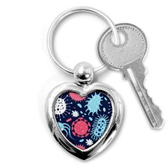 Seamless-pattern-microbes-virus-vector-illustration Key Chain (heart) by Simbadda