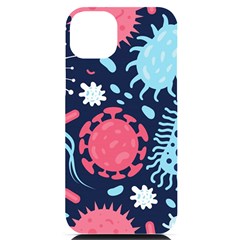 Seamless-pattern-microbes-virus-vector-illustration Iphone 14 Plus Black Uv Print Case by Simbadda