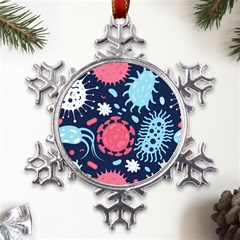 Seamless-pattern-microbes-virus-vector-illustration Metal Large Snowflake Ornament by Simbadda